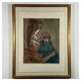 ETIENNE RET COLOR ETCHING | Ed. 6/150, pencil signed lower right and dated 65, titled "La Maman", in