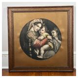 COPY of an OLD MASTER | Reproduction print of an old master painting of Madonna and child, framed in