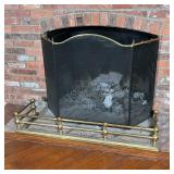 MISC. BRASS FIREPLACE TOOLS | Fireplace tools and other items, including log holder, two small pails