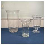 (3pc) ANTIQUE BLOWN GLASS BELL VASE | h. 12 x dia. 8-1/2 in.; plus, a large blown glass vase and a H