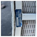 (3pc) LLOYD LOOM WICKER | Including two armchairs and an ottoman,wicker over aluminum frames, missin