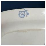 a Tiger Raj dish by Lynn Chase decorated with 24k gold, an English blue and white chinoiserie plate,