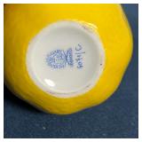 a Herend lidded lemon box, and an enameled dish with carnation; English plate 9-1/4 x 11-1/2 in.