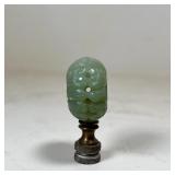 CHINESE JADE FINIAL | Carved jade finial with Shou characters; jade dia. 1-1/4 in., overall h. 2-1/4