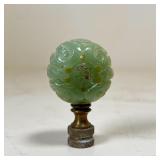 CHINESE JADE FINIAL | Carved jade finial with Shou characters; jade dia. 1-1/4 in., overall h. 2-1/4
