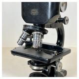 Cased Spencer Buffalo stereo microscope with attachments in carrying case, appearing in excellent co