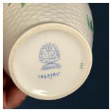 a covered box with flower-form finial, all Herend; plus a covered heart-shaped box; tallest h. 6 in.