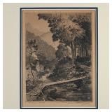 LEON R. PESCHERET | Etching titled "Barskin Creek," pencil signed lower right; sight 9-1/2 x 7 in., 