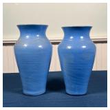 PAIR BLUE POTTERY VASES | Blue glazed pottery vases, apparently unmarked; h. 9-1/4 in.