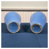 PAIR BLUE POTTERY VASES | Blue glazed pottery vases, apparently unmarked; h. 9-1/4 in.