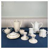 (7pc) LENOX AND OTHER | Including a Lenox coffee pot, matching open creamer, and covered sugar with 