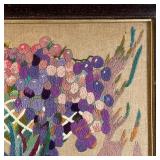 EMBROIDERY STILL LIFE | Needlepoint embroidery still life with fruit; overall 23 x 21 in. (framed)