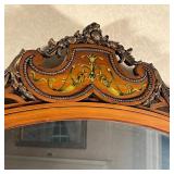 The top with open fretwork and paint decoration; bottom with carved flowers and vines; h. 42 x 25 in