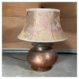 COPPER TABLE LAMP | With a silk shade