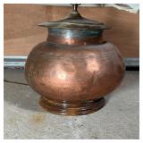 COPPER TABLE LAMP | With a silk shade