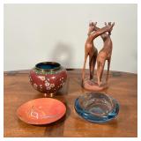 (4pc) CLOISONNE & DECOR | Including a rust-colored cloisonne vase, a enameled plate signed "LRC"; pl