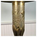 BRASS TABLE LAMP | 1918 Argonne with black shade and flickering candle bulb; overall h. 28 x dia. 16