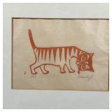 French, each pencil signed indistinctly lower left, one titled "Cat" in a red frame (overall 11 x12-