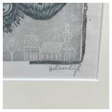 (3pc) FRAMED ETCHINGS | Etchings or woodblock prints, each pencil signed indistinctly lower right; l