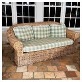 (4pc) IMPRESSIVE WICKER SUITE | Large-form wicker suite including a sofa (h. 32 x 77 x 44 in.), a pa