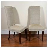 High back side chairs on splayed legs, nicely upholstered with a textured green velvet fabric; h. 41