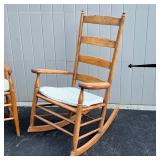 PAIR ANTIQUE LADDERBACK CHAIRS | Including a rocking chair (h.43 x 27-1/2 x 34 in) and an armchair
