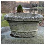 PAIR RECTANGULAR PLANTERS | Cement planters, marked; h. 10 x w. 17 x d. 12 in.