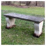 CEMENT GARDEN BENCH | Three piece construction; h. 17 x w. 45 x d. 15-1/2 in.
