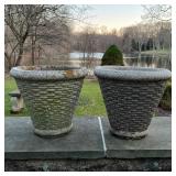 PAIR BASKET-FORM PLANTERS | h. 13 x dia. 15 in.