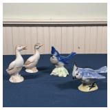 (4pc) PORCELAIN BIRDS | Including a pair of Japanese porcelain ducks (h. 4-3/4 in.) and two blue bir