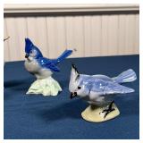 a pair of Japanese porcelain ducks (h. 4-3/4 in.) and two blue birds, apparently unmarked