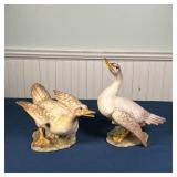 PAIR ITALIAN DUCK FIGURES | Painted and glazed pottery, marked on the bottom; tallest h. 10-1/4 in.