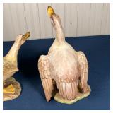 PAIR ITALIAN DUCK FIGURES | Painted and glazed pottery, marked on the bottom; tallest h. 10-1/4 in.