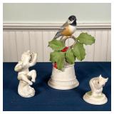 (3pc) BOEHM FIGURES | Including a Boehm bird figure (h. 8-1/2 in.), a Boehm putti, and a Boehm mouse