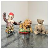 (3pc) CIRCUS & OTHER TOYS | Including an Alps Japan clown figure on a tin barrel, a Japanese tin lio