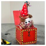 a Joanne Fox jack-in-the-box, a Corch Toys Chitty-Chitty-Bang-Bang car toy, a painted wood pull-alon