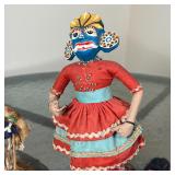 Folk art and multi-cultural dolls and figures, plus a carved elephant marked Ceylon; tallest h. 10-1