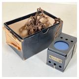 Including an Amcon 200x microscope in a wood case and a Hayden Hausser Hemoglobinmeter