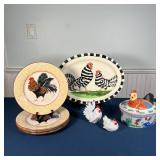 (8pc) HEN-FORM KITCHENWARE | Including a Chinese covered dish with hen finial (h. 7-1/2 in.), a pair