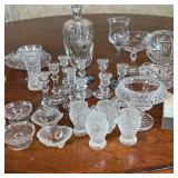 small glass candlesticks, pressed glass vessels, tealight candle holders, cut crystal dishes, place