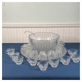 GLASS PUNCH BOWL SET | Including a large bowl with underplate plus ladle and many glasses; bowl dia.