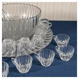 GLASS PUNCH BOWL SET | Including a large bowl with underplate plus ladle and many glasses; bowl dia.