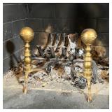 ball andirons (16 in.), a four-part screen, log holder, and broom
