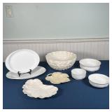 (8pc) WHITE TABLEWEAR | Including a large sculpted serving or center bowl, two oval plates, 3 small 
