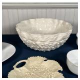 (8pc) WHITE TABLEWEAR | Including a large sculpted serving or center bowl, two oval plates, 3 small 