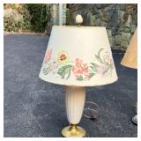 (2pc) MISC. LAMPS | Including a brass table lamp and a porcelain lamp; tallest h. 24 in. (over finia