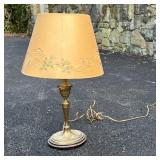 (2pc) MISC. LAMPS | Including a brass table lamp and a porcelain lamp; tallest h. 24 in. (over finia