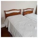 sculpted headboards and footboards, twin size; each h. 39 x w. 42-1/2 x l. 78-1/2 in.