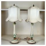 PAIR PORCELAIN TABLE LAMPS | Each overall h. 18 in.