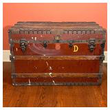 BAL STEAMER TRUNK | Bal Professional Steamer Trunks, New York; wood and iron bound, with red-paint a